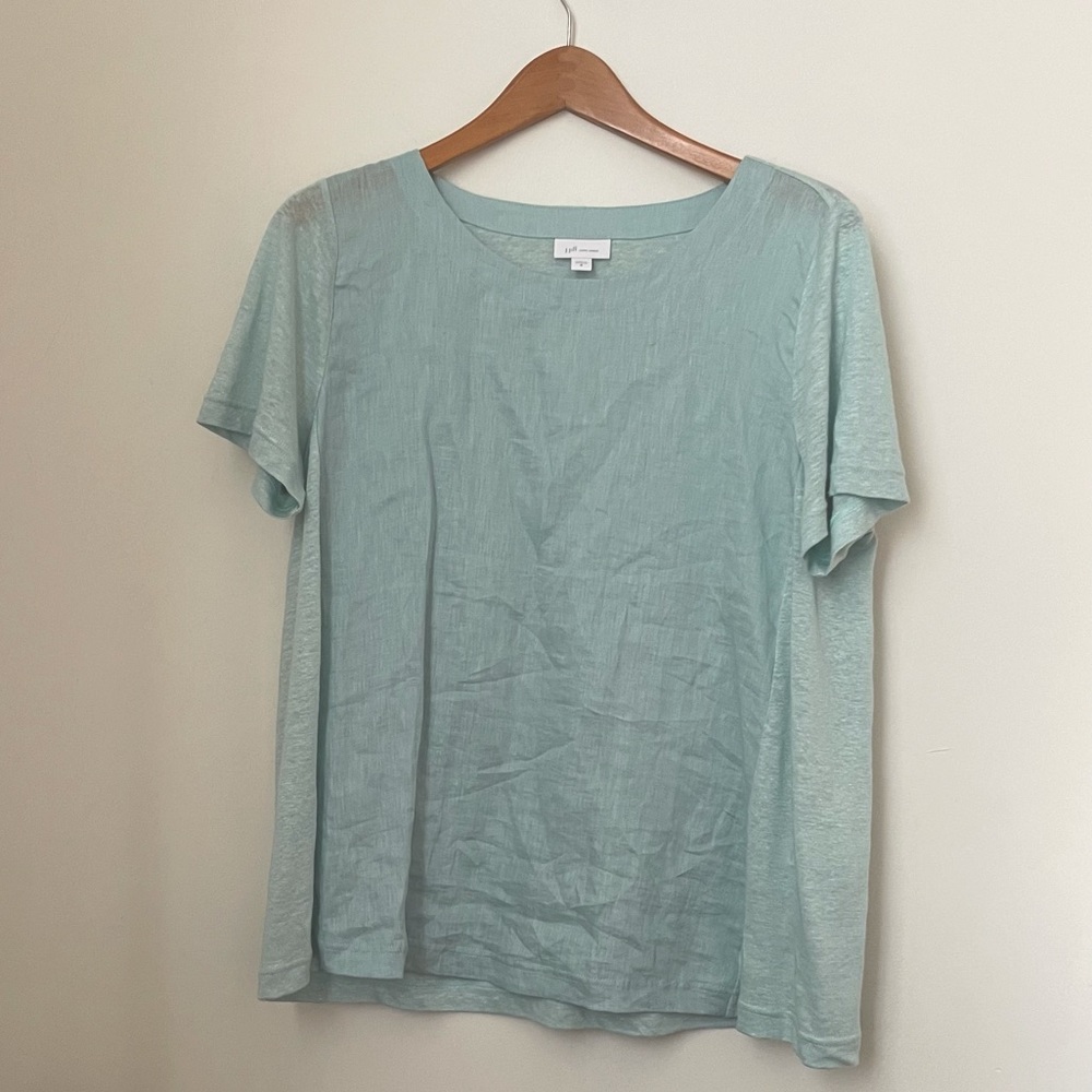 100% Linen J. Jill Blue Top, Size Medium